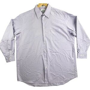 Enro Shirt Mens 18.5 Tall Lavender Purple Ultra Pinpoint Dress Button Up Pocket